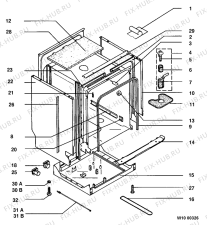 Взрыв-схема посудомоечной машины Electrolux ESI661X - Схема узла Housing 001